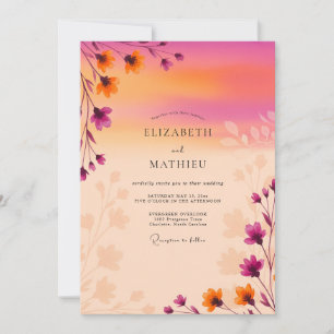 Magenta traumhafter Sonnenuntergangs-Hochzeit Einladung