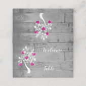 Magenta Tree of Hearts Empfang Platzkarte (Außenseite Aufgefaltet)