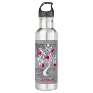 Magenta Tree of Hearts Personalisiert Edelstahlflasche