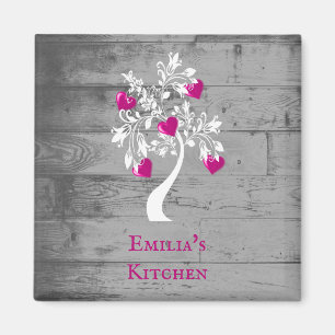 Magenta Tree of Hearts Personalisiert Magnet