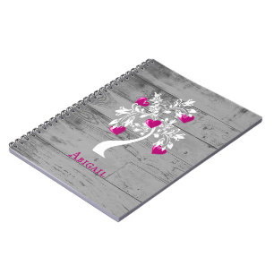 Magenta Tree of Hearts Personalisiert Notebook Notizblock