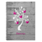 Magenta Tree of Hearts Personalisiert Notebook Notizblock (Vorderseite)