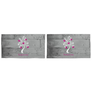 Magenta Tree of Hearts Personalisiert Pillow Case Kissenbezug