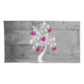 Magenta Tree of Hearts Personalisiert Pillow Case Kissenbezug (Rückseite-Rechts)