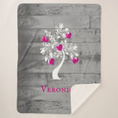 Magenta Tree of Hearts Personalisiert Sherpa Blank Sherpadecke (Vorderseite)