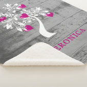 Magenta Tree of Hearts Personalisiert Sherpa Blank Sherpadecke (3/4)
