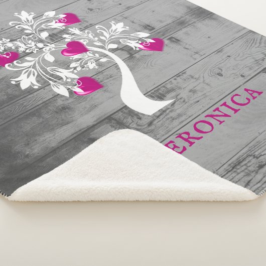 Magenta Tree of Hearts Personalisiert Sherpa Blank Sherpadecke (3/4)