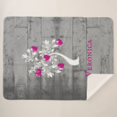 Magenta Tree of Hearts Personalisiert Sherpa Blank Sherpadecke (Vorderseite (Horizontal))