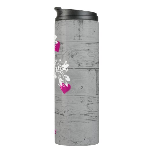 Magenta Tree of Hearts Personalisiert Thermosbecher (Nach rechts gedreht)