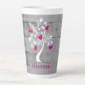 Magenta Tree of Hearts Personalisierte Latte Tasse (Vorderseite)