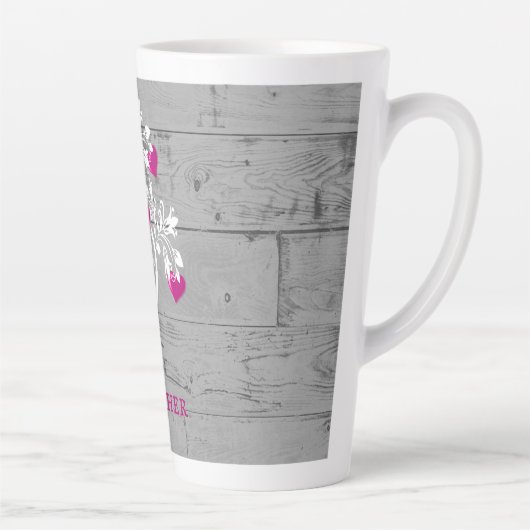 Magenta Tree of Hearts Personalisierte Latte Tasse (Rechts)