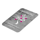 Magenta Tree of Hearts Save the Date Magnet (Linke Seite)