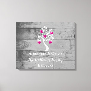 Magenta Tree of Hearts Wedding Canvas Print Leinwanddruck