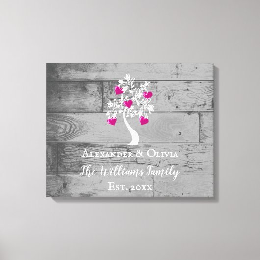 Magenta Tree of Hearts Wedding Canvas Print Leinwanddruck (Vorderseite)