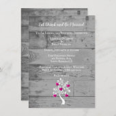 Magenta Tree of Hearts Wedding Probe Dinner Einladung (Vorne/Hinten)