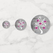 Magenta Tree of Hearts Wedding Table Confetti Konfetti (Vorderseiten)