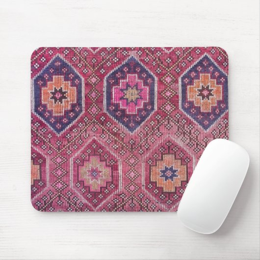 Magenta Tribal Geometric Rug Mouse Pad Mousepad (Mit Mouse)