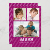 Magenta Triple carte de photo de vacances Einladung (Vorne/Hinten)