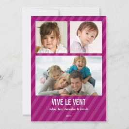 Magenta Triple carte de photo de vacances Einladung