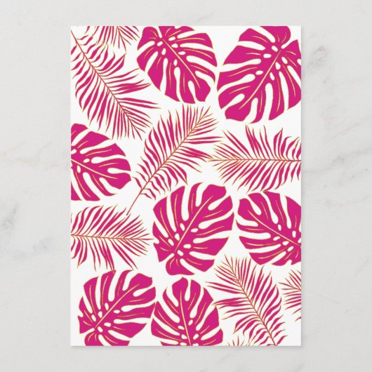 Magenta Tropical Blätter Bridal Bingo Spielkarte Begleitkarte (Rückseite)