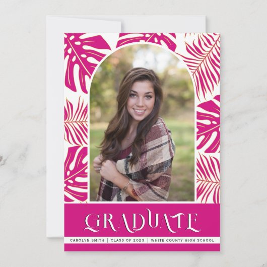 Magenta tropische Klasse 2023 Foto Abschluss Ankündigung (Vorderseite)