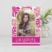 Magenta tropische Klasse 2023 Foto Abschluss Ankündigung (Stehend Vorderseite)