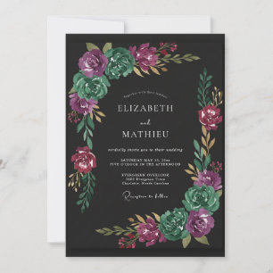 Magenta Türkis Laub Eukalyptus Hochzeit Einladung