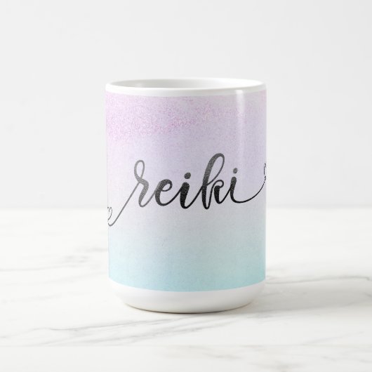 *~* Magenta Türkis Minze Black Glitzer REIKI Kaffeetasse (Mittel)