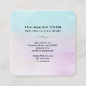 *~* Magenta - Türkisfarbener Mint Glitzer REIKI Quadratische Visitenkarte (Rückseite)