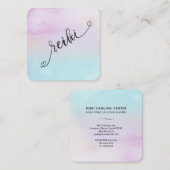 *~* Magenta - Türkisfarbener Mint Glitzer REIKI Quadratische Visitenkarte (Vorne/Hinten)