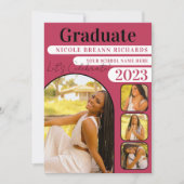 Magenta Typografy Foto Abschluss Ankündigung (Vorderseite)