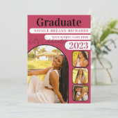 Magenta Typografy Foto Abschluss Ankündigung (Stehend Vorderseite)