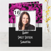 Magenta und 16 . Geburtstag Karte (Gelbe Blume)