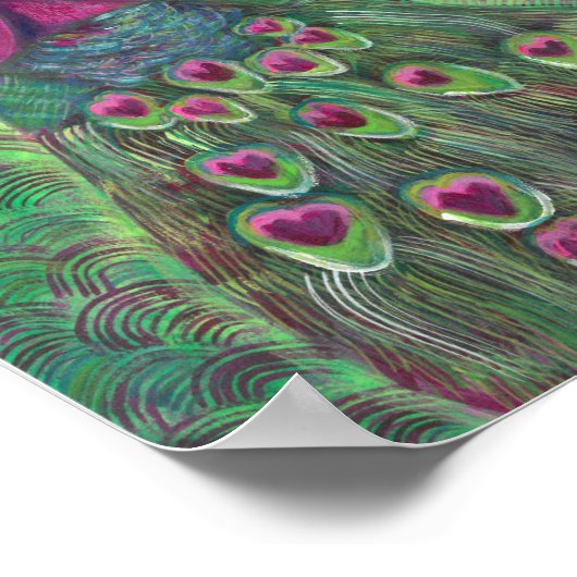 Magenta und Aquamariner Pfauenprint Poster (Ecke)