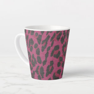Magenta und Black Leopard Print Latte Tasse