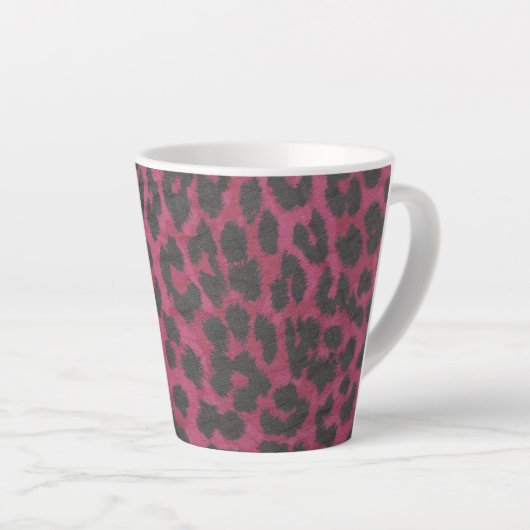 Magenta und Black Leopard Print Latte Tasse (Rechte Ecke)