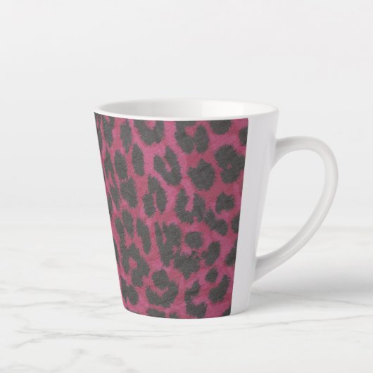 Magenta und Black Leopard Print Latte Tasse (Rechts)