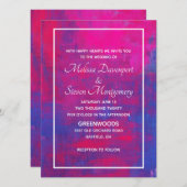 Magenta und Blue Abstrakt Wedding Einladung (Vorne/Hinten)