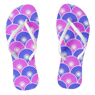 Magenta und Blue Chinese Semi Circle Wave Muster Badesandalen