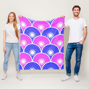 Magenta und Blue Chinese Semi Circle Wave Muster Fleecedecke