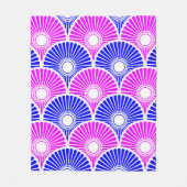 Magenta und Blue Chinese Semi Circle Wave Muster Fleecedecke (Vorderseite)