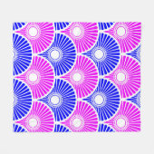 Magenta und Blue Chinese Semi Circle Wave Muster Fleecedecke (Vorderseite (Horizontal))