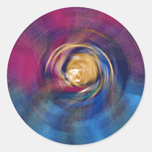 Magenta und Blue Spiral Golden Vortex of Hope Runder Aufkleber (Vorderseite)