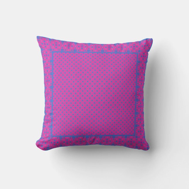 Magenta und Bright Blue Quirky Polka Dots Kissen (Vorderseite)