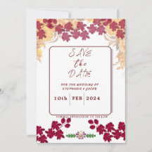 MAGENTA UND GELBLOW FLORAL SAVE THE DATE CARD