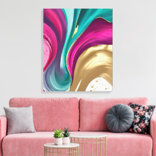 Magenta und Gold Abstrakte Wasserfarben Kunst Leinwanddruck
