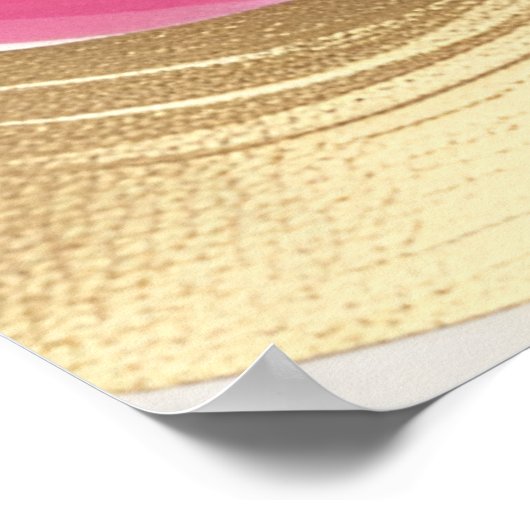 Magenta und Gold Abstrakte Wasserfarben Kunst Poster (Ecke)