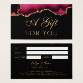 Magenta und Gold Agate auf der schwarzen Gift Card