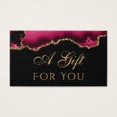Magenta und Gold Agate auf der schwarzen Gift Card (Vorderseite)