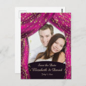 Magenta und Gold Foto Save the Date für arabische Postkarte (Vorne/Hinten)